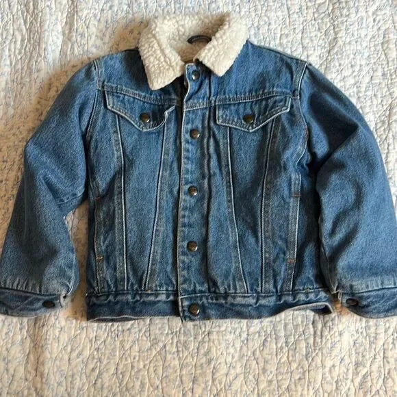 Vintage Denim Sherpa lined jacket boys 5/6 - Picture 1 of 6